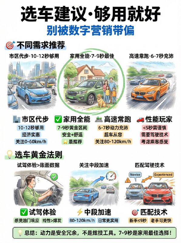 汽车小知识零百加速到底有什么用？1️⃣ 零百加速：它不只是“快”，更是安全冗余 🛡️很多人觉得不飙车就不需要强动力，这其实是个大误区！动力储备就像是安全的“隐形气囊”：高速超车：动力充沛意味着能快速完成动作，减少并排危险暴露的时间