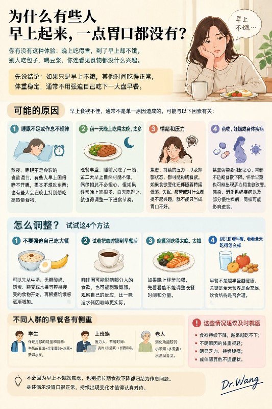 「健康科普：为什么有些人早上起来 一点儿胃口都没有？」你有没有如下类似的体验，晚上吃得香，到了早上却一点都不饿