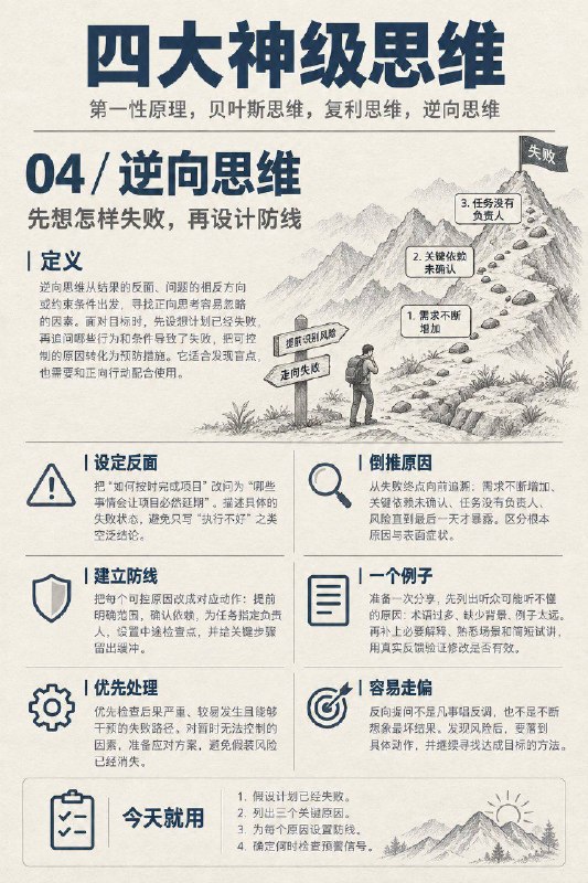 四大神级实用思维：第一性原理，贝叶斯思维，复利思维，逆向思维四大神级实用思维：第一性原理，贝叶斯思维，复利思维，逆向思维