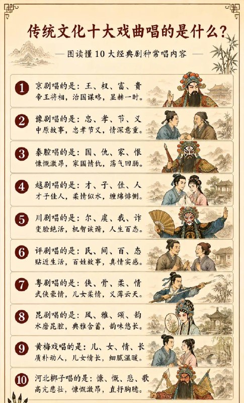 中国传统十大戏曲唱的都是什么？