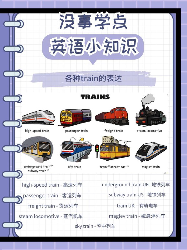 没事学点英语小知识：各种train的表达