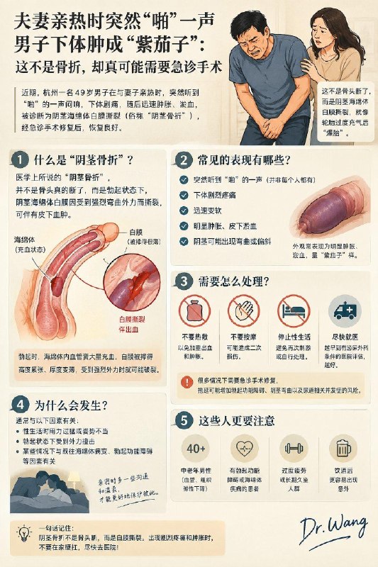 医学科普：阴茎骨折Penile Fracture是怎么回事？」杭州市红十字会医院9月28日公布一则病例