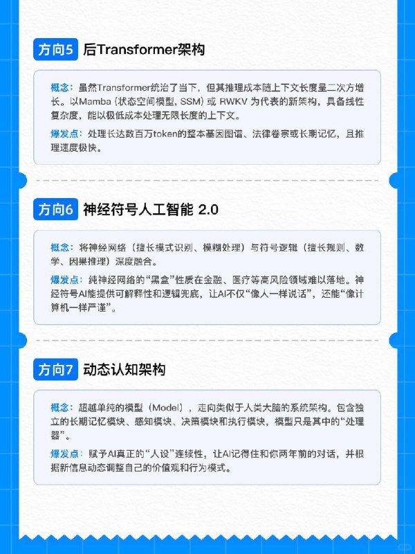 🟦2026年会火的10个AI技术趋势在2025年里，我们算见证了AI技术的狂飙式发展，从编程提效、AI绘画出圈，到自然语言交互的日常化，再到机器人技术的快速突破，各个赛道都在飞速迭代