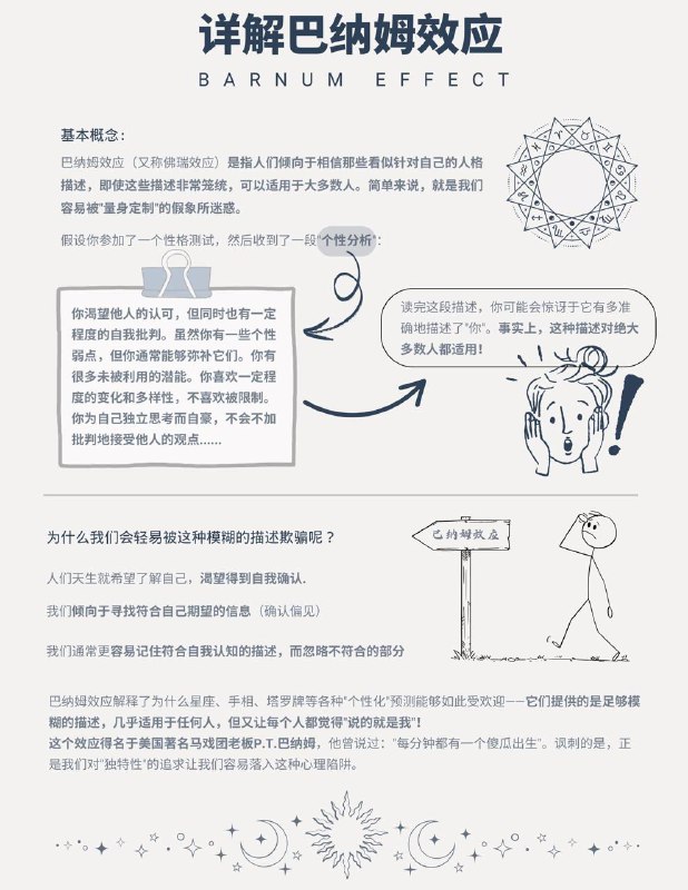 巴纳姆效应：为何我们都觉得星座和性格测试说中了自己？#心理学小知识