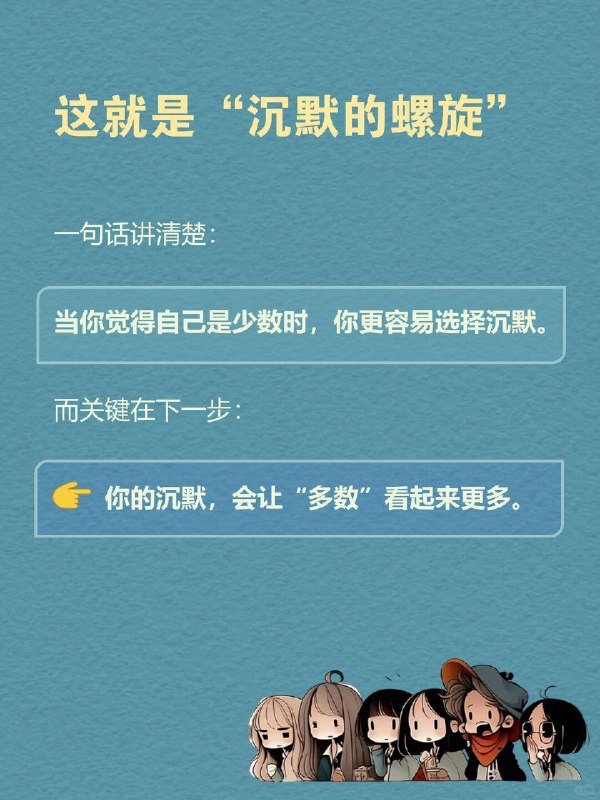 每天一个心理学知识｜沉默的螺旋 🌀你有没有过这种经历？ 在群里，或在一个评论区