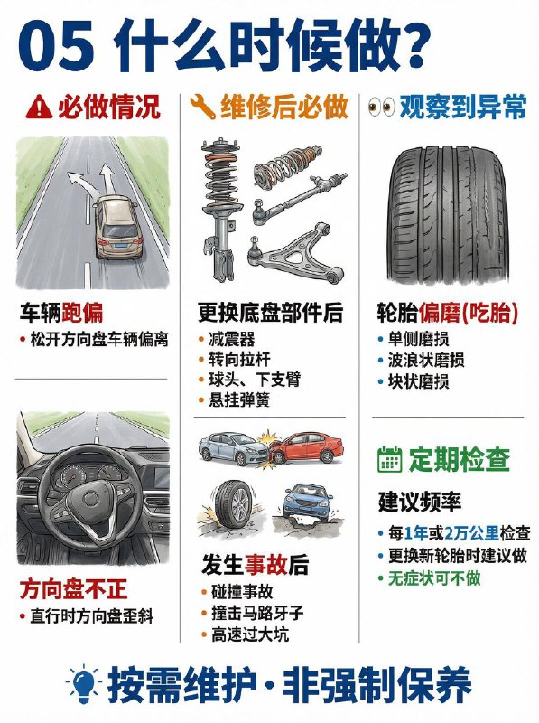 汽车小知识 ⚠️方向盘歪？吃胎？别忽视“四轮定位”！很多司机分不清“动平衡”和“四轮定位”