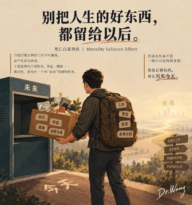 心理学上有一个概念叫“死亡凸显效应”Mortality Salience Effect