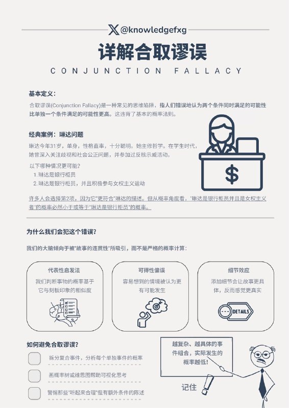 越细节越不可信？一个我们常犯的思维陷阱：合取谬误#心理学小知识