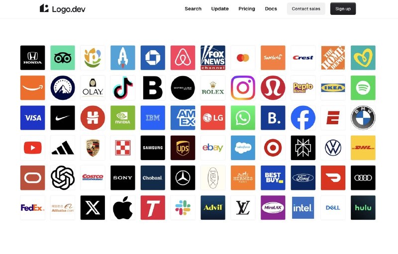 分享一个网站 logo.dev 收录了非常多公司的高清logo，并且可以以一个简单的API方式获取展示