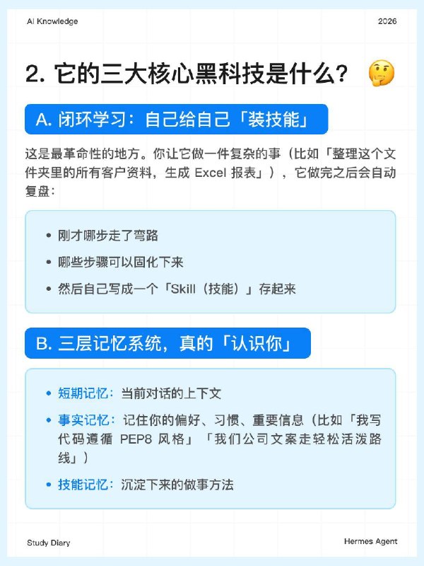 每天一个AI知识：Hermes Agent 今年开源圈最大黑马来了：Hermes Agent