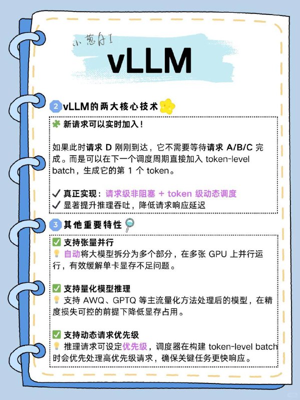 每天拆解一个AI知识点：VLLM什么是 VLLMVLLM 是由加州大学伯克利分校 SkyLab 领导开发的一款高性能大语言模型推理引擎，专为高效部署和运行大模型而设计