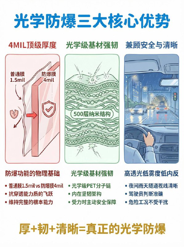 汽车小知识原厂玻璃真的能防住飞石吗？⚠️为什么原厂玻璃也需要“加层防弹衣”？别以为原厂夹层玻璃就万无一失了！抗战力有限：面对高速飞石或意外的惊恐，原厂玻璃很容易被击穿甚至整体垮塌