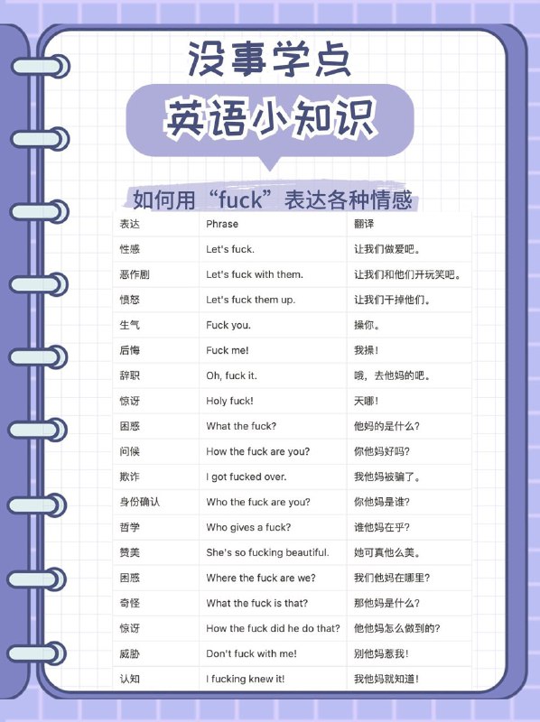 没事学点英语小知识：如何用“fuck”表达各种情感