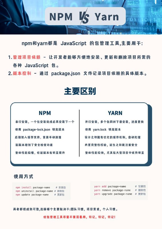 没事学点编程小知识：npm vs yarn#编程小知识