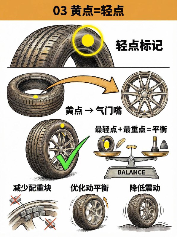 汽车小知识🔍 5分钟带你看懂轮胎“密码”1️⃣ 规格数字看到那一串类似 205/55 R16 91V 的数字了吗？205：胎宽（mm），越宽抓地力越好，但也更耗油 