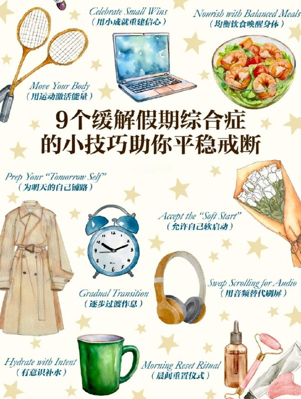 「健康科普：如何缓解“节后综合症”？」春节长假即将结束，每年这个时候很多人会患上了 “节后综合症”（post-holiday syndrome）：失眠、倦怠、浑身无力、上班效率低等