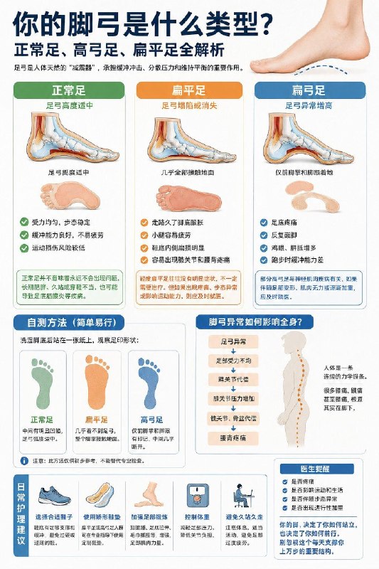 正常足、高弓足、扁平足，你是哪一种？
