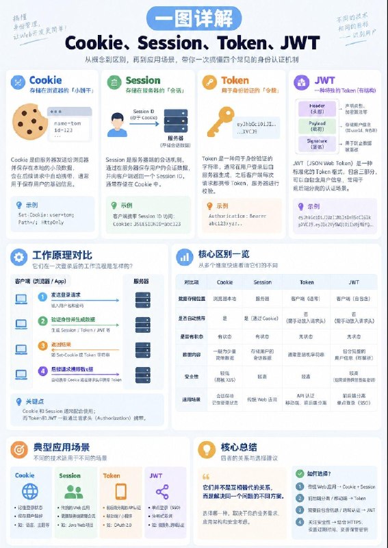 一图详解：Cookie、Session、Token、JWT#计算机网络小知识