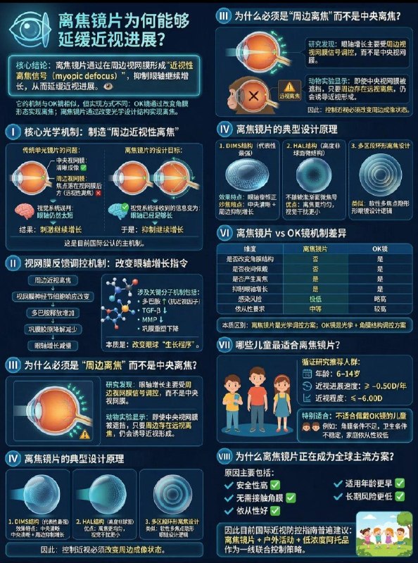 「一图读懂：角膜塑形镜(OK Lenses)&离焦镜（Defocus Spectacle Lenses ）缓解近视机制  」「一图读懂：角膜塑形镜(OK Lenses)&离焦镜（Defocus Spectacle Lenses ）缓解近视机制  」